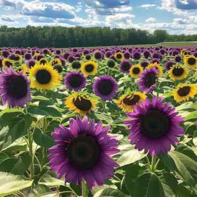 50 Purple Sunflower Seeds - Heirloom ‘Violet Glow’ - Helianthus annuus - Easy to Grow, Unique Blooms for Gardens & Landscaping