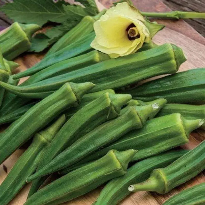 Emerald Okra Seeds - 25+ Heirloom Non-GMO Vegetable Seeds - Abelmoschus esculentus - Easy to Grow for Summer Gardens