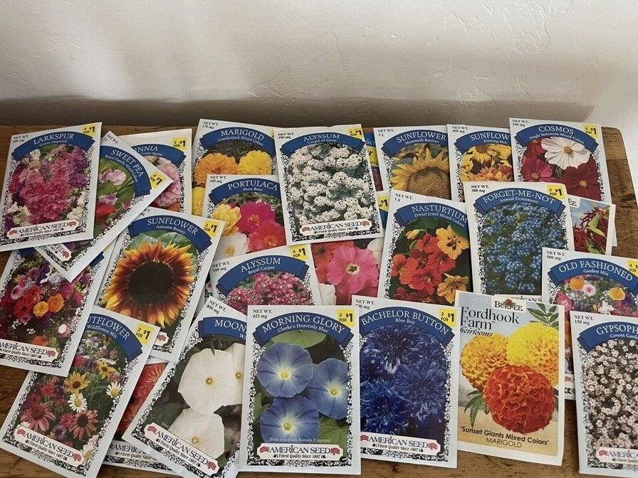 Flower Seeds - 20 Pack Assortment - Mixed Varieties for Gardening - Non-GMO - Various Species