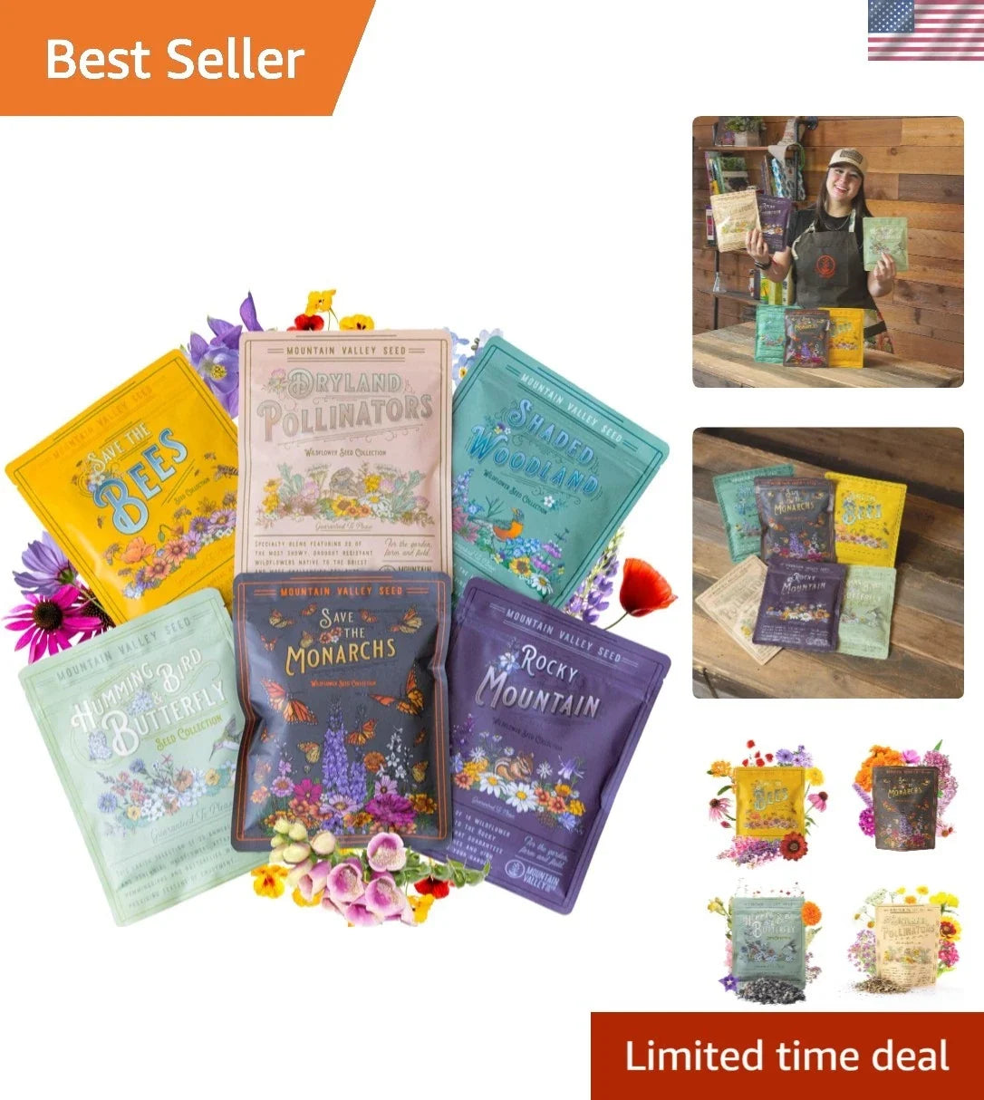 Wildflower Seeds Collection - 500,000+ Seeds, Native Wildflowers for Gardens, Attract Butterflies & Hummingbirds, Various